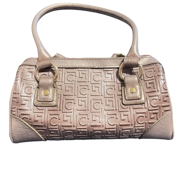 Liz Claiborne Silver Embossed Satchel & Matching Wallet Set - Picture 1 of 11